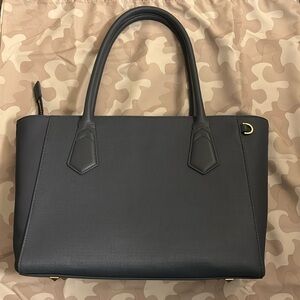 Dagne Dover Signature Classic Coated Canvas Tote Ash Blue